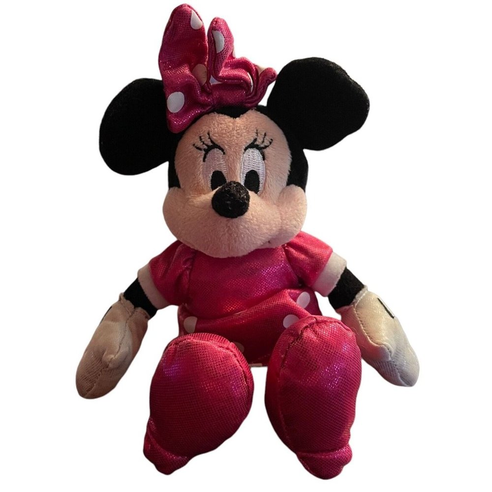 TY Minnie Mouse Sparkle Pink Dress & Bow 8 Inch Bean Plush Toy